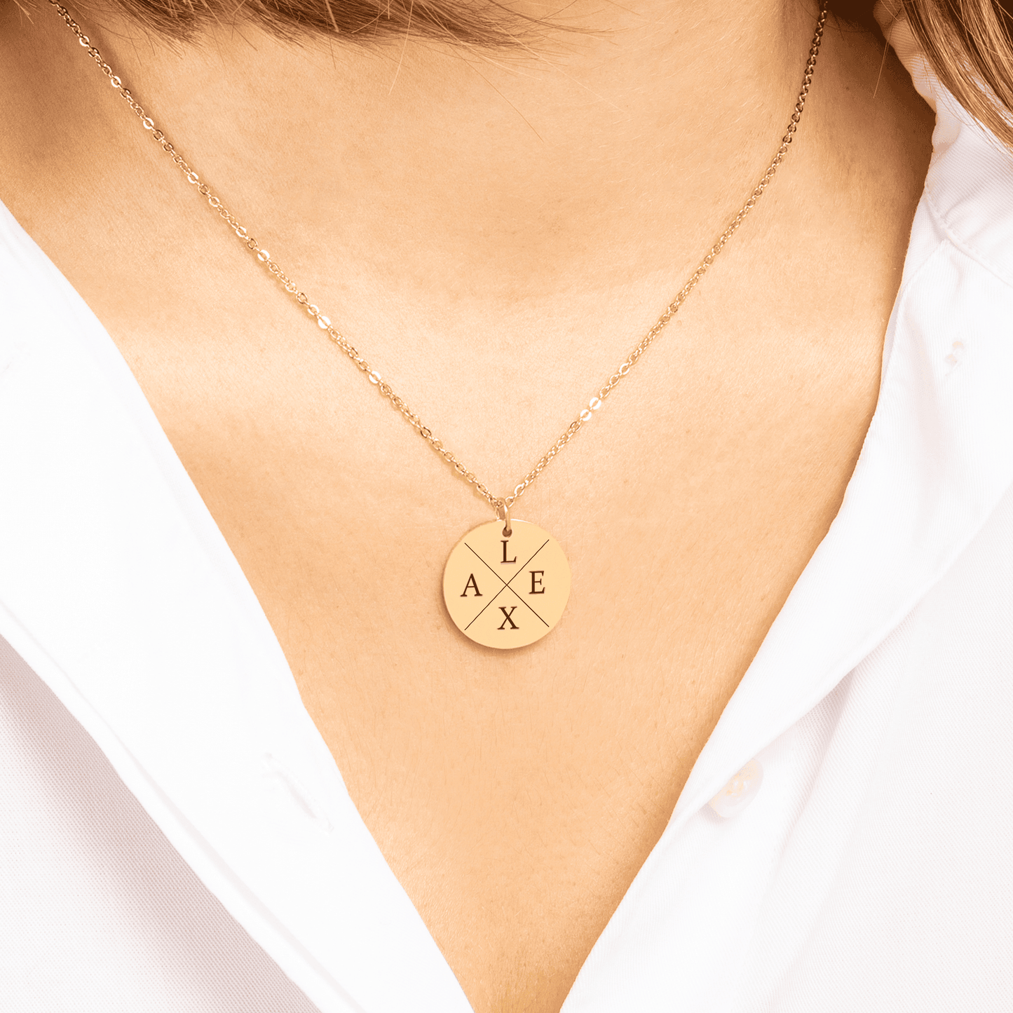 Collier Personnalisé 4 lettres personnalisables en acier inoxydable | Gravure offerte | Waterproof et hypoallergénique